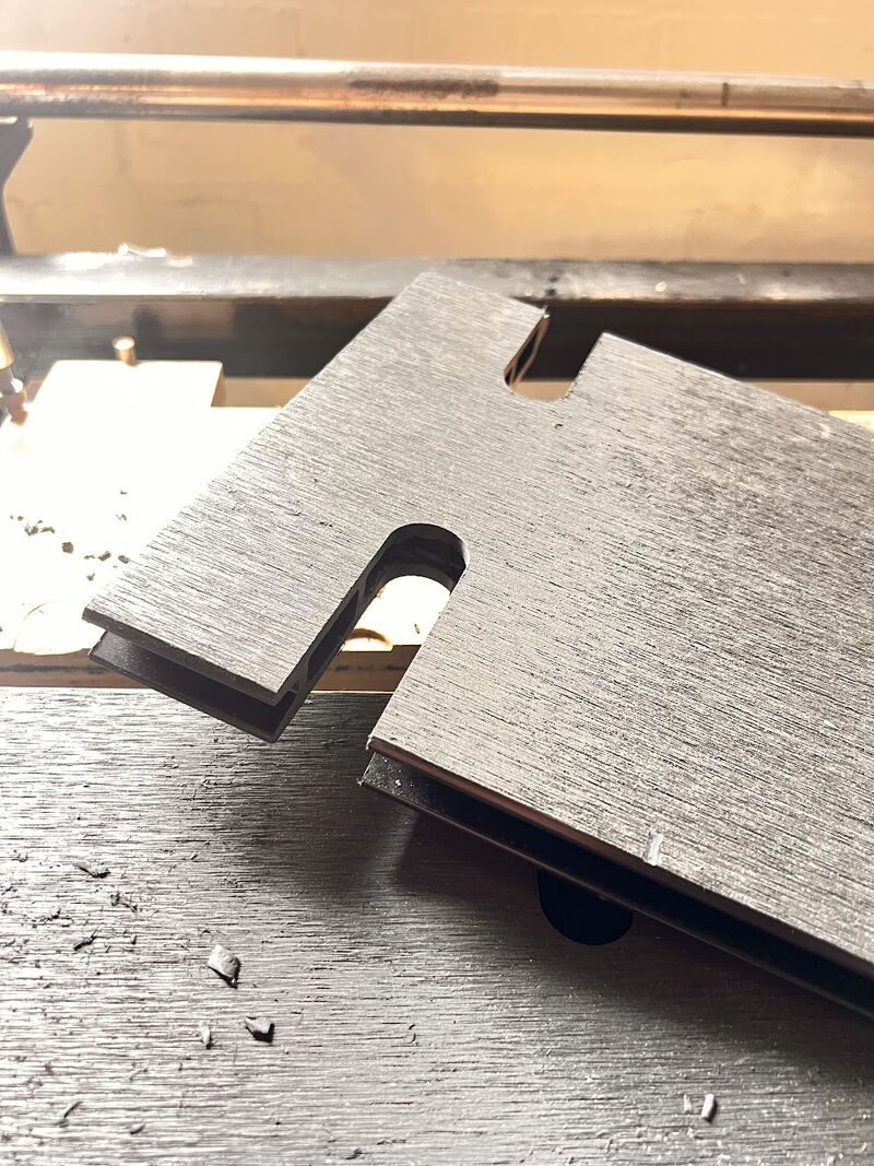 Clean bio-composite cut produced using Prima Tooling PCD compression cutter